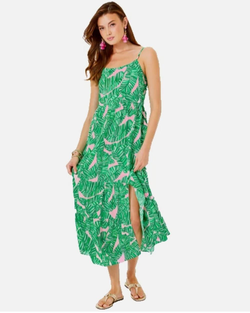 LILLY PULITZER Womens Teresa Maxi Dress XS Green Pink Lets Go Bananas NWT